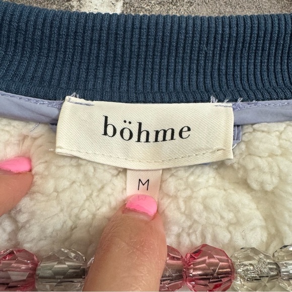 Bohme KYLAN CONTRAST PULLOVER Sherpa fleece cream purple oversized sweater - Picture 5 of 12